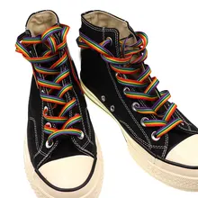 Trendy Rainbow Shoelaces All-match Vertical Pattern Shoelaces Gradient Shoelaces Casual Shoes Chromatic Colour Laces Accesories