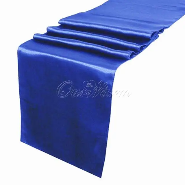 OurWarm Satin Table Runners for Wedding 12\"x108\" Multi Colors for Wedding Table Decoration Event Party Supplies Home Textile - Цвет: dark blue