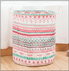 1pc Laundry Basket Folding Round Storage Fabric Bag Large Clothes Toy Holder Handle Bucket Organizer Large Capacity - Цвет: S-5