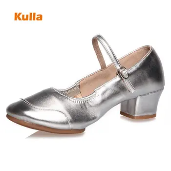 

Women Square Dance Shoes Female Rubber Soft Bottom Modern Salsa Outdoor Dancing Shoes For Woman Girls Jazz Dance Shoes 4cm heels