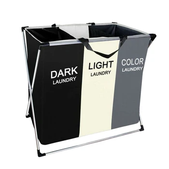 

HHO-Laundry Hamper Foldable Laundry Basket with 3 Section Large Dirty Clothes Sorter