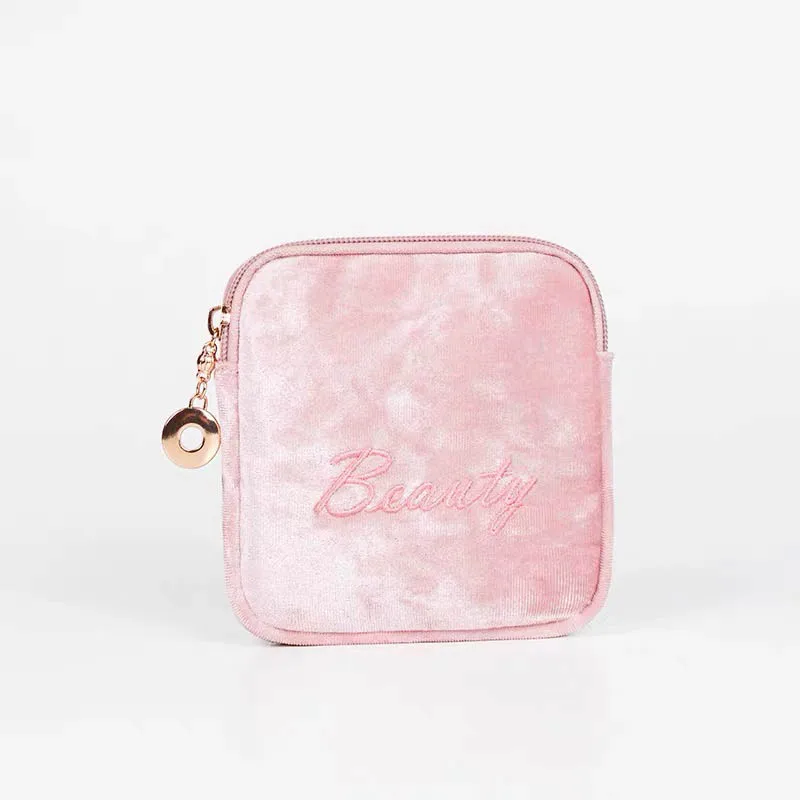Мини бархатная сумка для хранения гигиенических салфеток, монета, портативная переносная губная помада, косметика, многофункциональная, высокое качество, простая - Цвет: Розовый