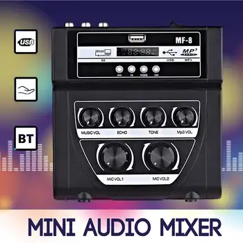 

LEORY Mini Audio Sound Mixer Portable Music Mixing DJ Console With Bluetooth U-Disk Forr Families KTV Rooms