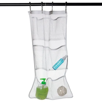

BEST 6 Pocket Bathroom Tub Shower Hanging Mesh Organizer Caddy Storage Bag 63*36cm