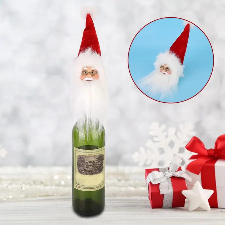 Red Wine Bottle Cover Christmas Tree Decoration On The Bottle Family Dinner Decor Free Shipping