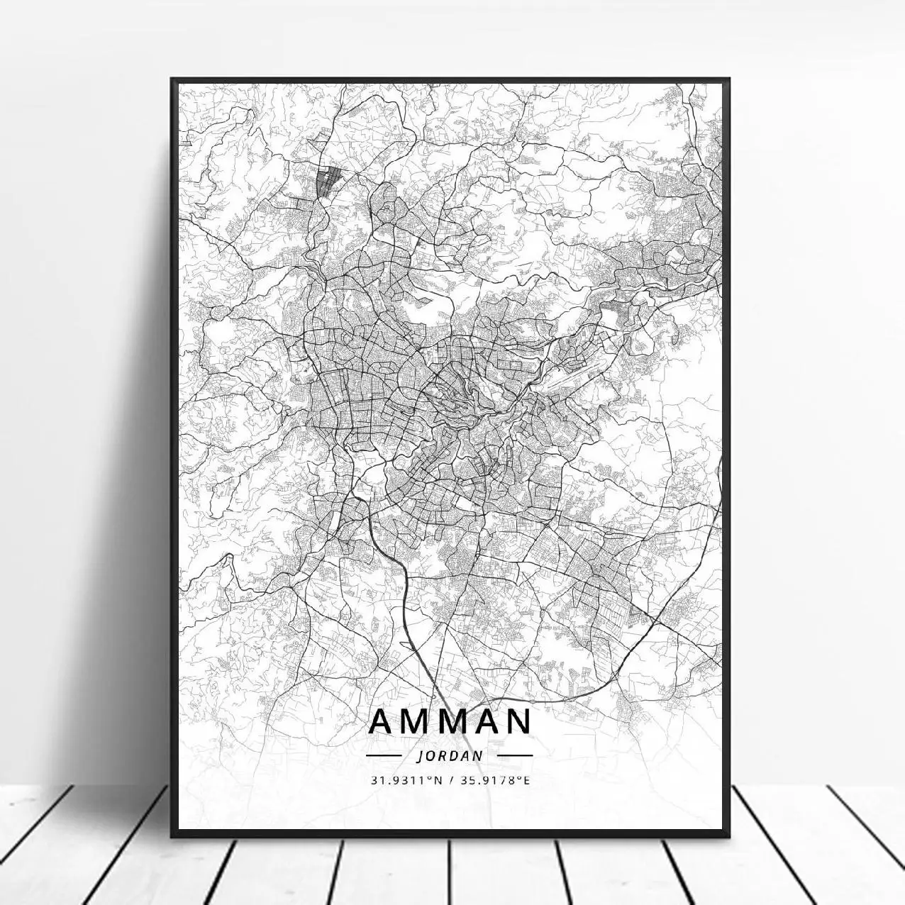 Amman Zarqa Jordan Canvas Art Map Poster | Дом и сад