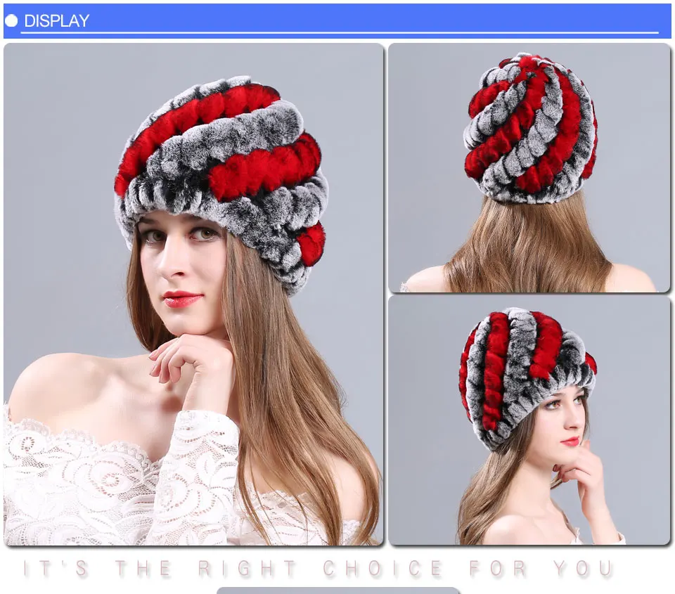 Шапки с кроличьим мехом Рекс,, женская меховая шапка с натуральным кроличьим мехом, Зимняя Толстая шапка с кроличьим мехом, много цветов, вязанная шерстяная шапка