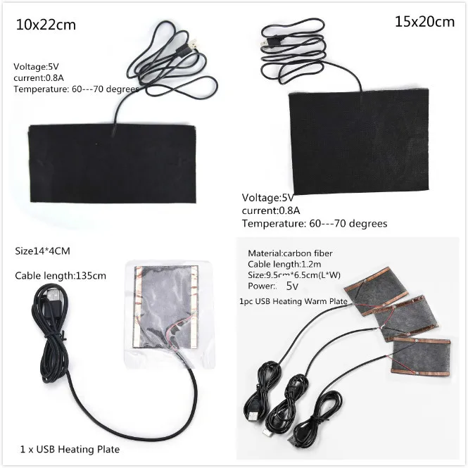 

USB Charged Warm Paste Pads Waterproof Carbon Fiber Heating Pad Safe Portable Heating Warmer Pad For Shoes Gloves Pad Supplies