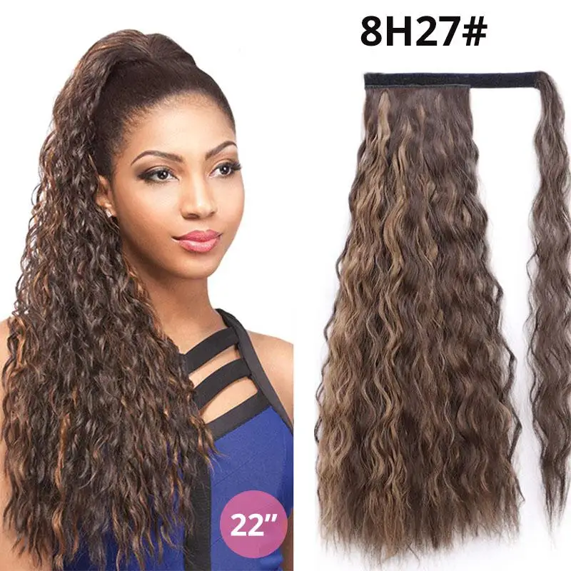 MERISI волосы 22 дюймов длинные кудрявые конский хвост шиньон синтетический обруч вокруг волос для женщин поддельные волосы термостойкие - Цвет: #6