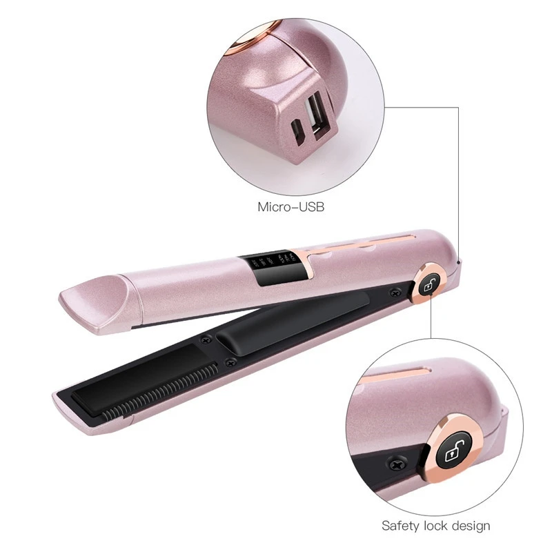 

Ceramic Hair Straightener Rechargeable Flat Iron Wireless Usb Rechargeable Hair Curling Iron Cordless Hair Iron Styling