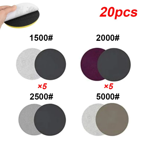 20pc Hook And Loop 2 Inch 1500-5000 Grit Sand Paper Sanding Discs Sanderpaper