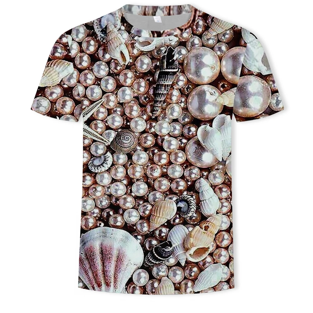 

Brand Conch T shirt Men Shell Funny T shirts Pearl T-shirts 3d Harajuku Tshirts Casual Street Shirt Print Short Sleeve