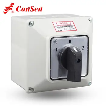 

CANSEN LW26-25 CA20 Ith 25A Rotary Cam Switch Changeover Switch 1-0-2 4 Pole with Big IP65 enclosure Kraus&Naimer Replacer, CA10