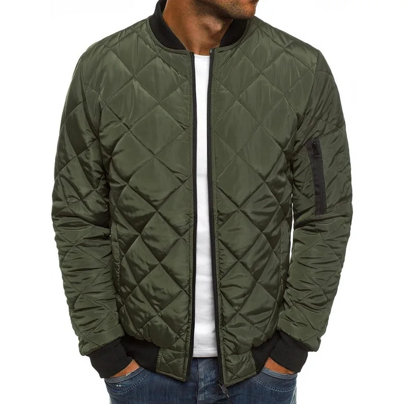 Складываемая куртка на молнии, мужская куртка, Мужская куртка, Мужская Легкая ветрозащитная однотонная Повседневная Верхняя одежда - Цвет: Армейский зеленый