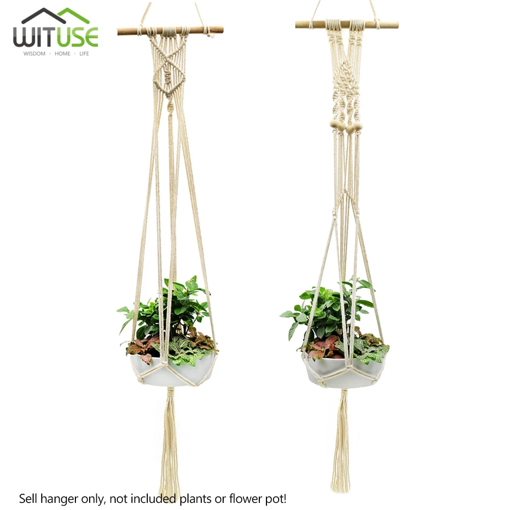 WITUSE Macrame Plant Hanger Hook Pot Holder Handmade Cotton Cord Plant Hanger Hanging Basket Holder Simple/tassel