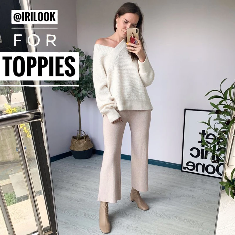

Knitted Oversized Sweater Women V Neck White Sweater 2019 Autumn Winter Clothes Luxury Sweater Fall Tops