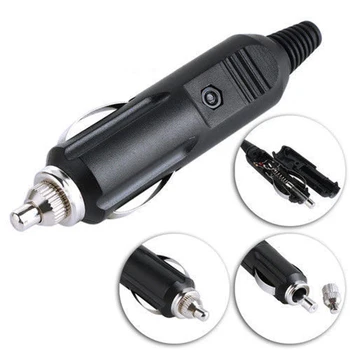 

Male Cigarette lighter plugs Socket W/Fuses 10A Red LED Indicator Black Connector Replacement Kit DIY