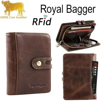 

Royal Bagger New For Men Wallet Bag Fashion Cool Anti-RFID Multi-Card Position Handbag casual Men's Short Wallets