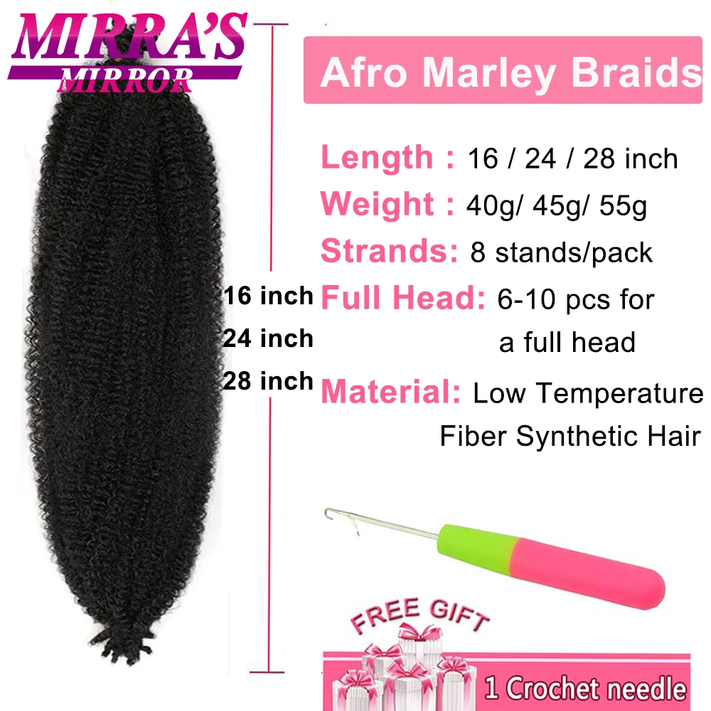 Spring-Extensión de cabello sintético para trenzas de Marley, pelo Afro de ganchillo, preseparado, 16/24/28 pulgadas