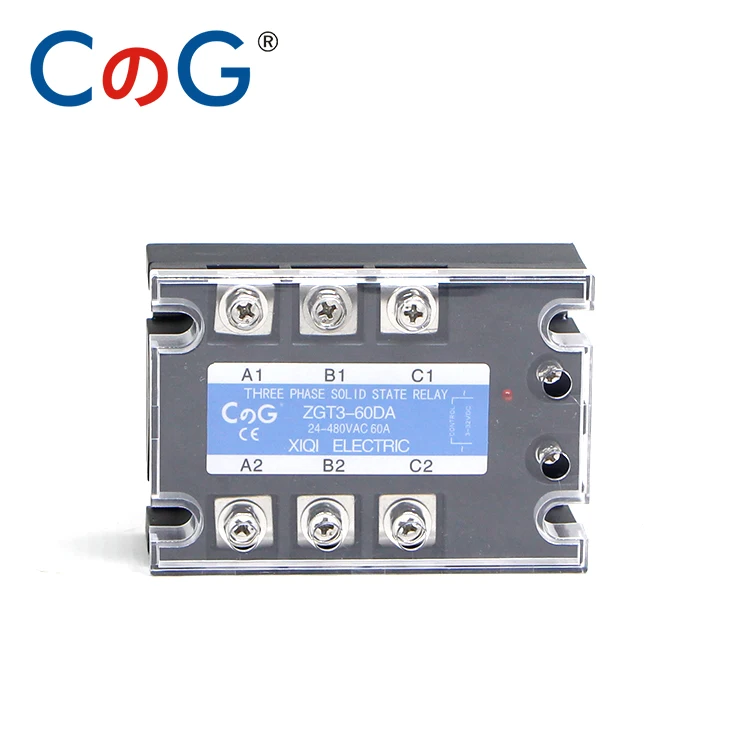 

CG 3 Phase 60A 80A 100A DA Three Phase SSR 3-32V DC Control 24-480V AC Solid State Relay SSR DC To AC Relay