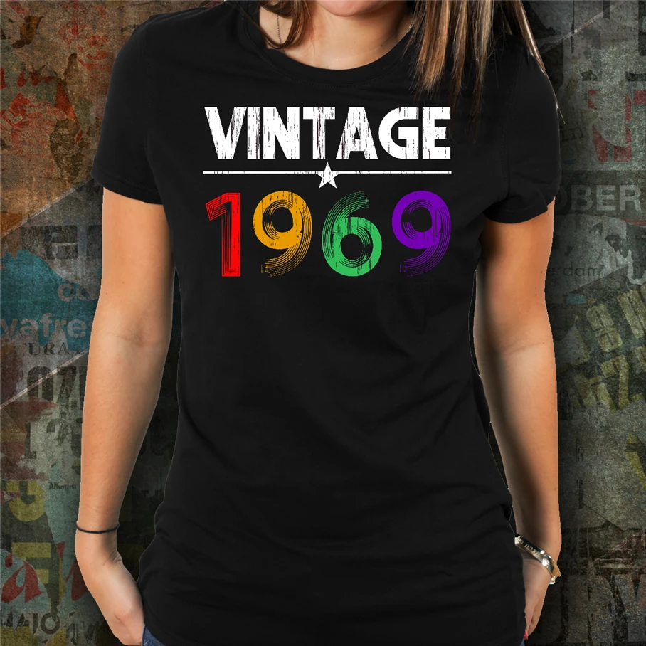Винтажная черная футболка унисекс на день рождения 1969-50-й отличный подарок для
