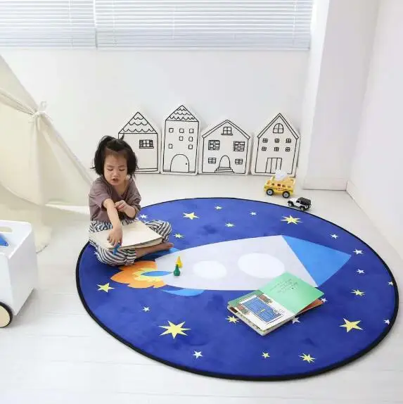 L-diameter 80cm Детский игровой ковер для ползания, моющийся, портативный развивающий коврик, круглая форма, декор для комнаты, подарок для малышей, пена - Цвет: L-diameter 80cm