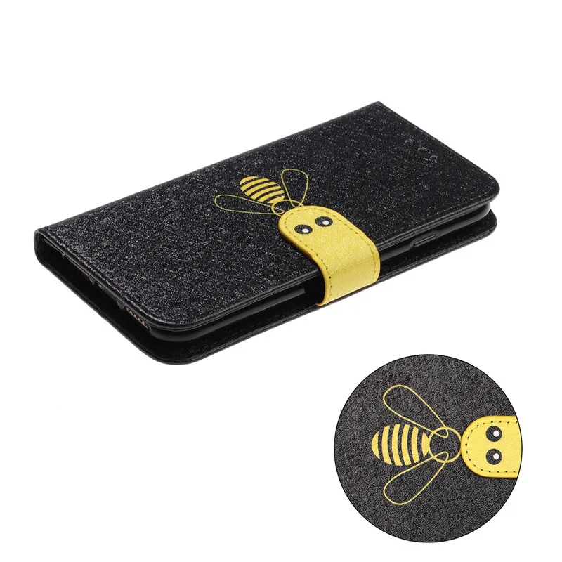 Шелковый узор honeybee откидная крышка для iPhone 6 6 S/6 Plus/6 S Plus/7 7 Plus/8 8 Plus сумка стоячий пенал с отделением для карт телефона сумки