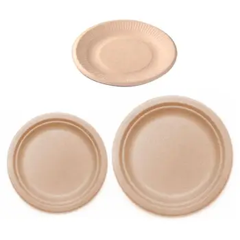 

50PCS 6/7/9in Degradable Compostable Paper Plates Quality Natural Disposable Bagasse Eco-Friendly Made Of Cane Fibers Paper Tray