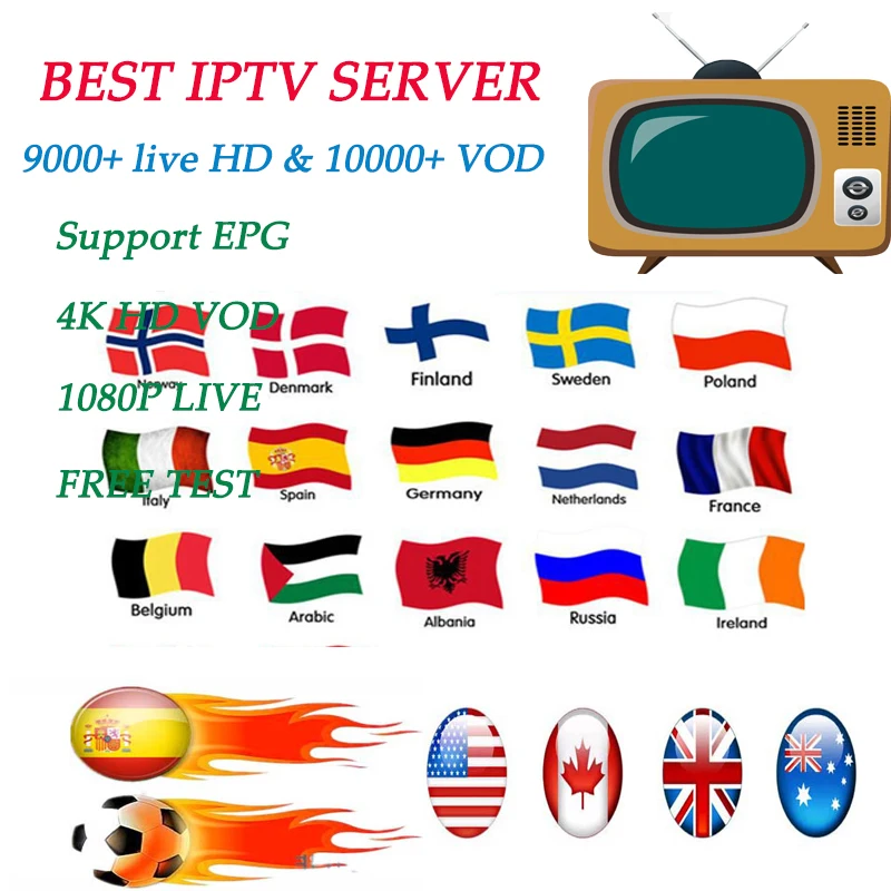 Лучший HD World IP tv сервис 9000 + live &amp 10000 VOD для android Mag M3u Испании Франции Польша Италия