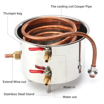 

20L Distiller Moonshine Alcohol Stainless Copper DIY Home Water Wine Essential Oil Brewing Kit
