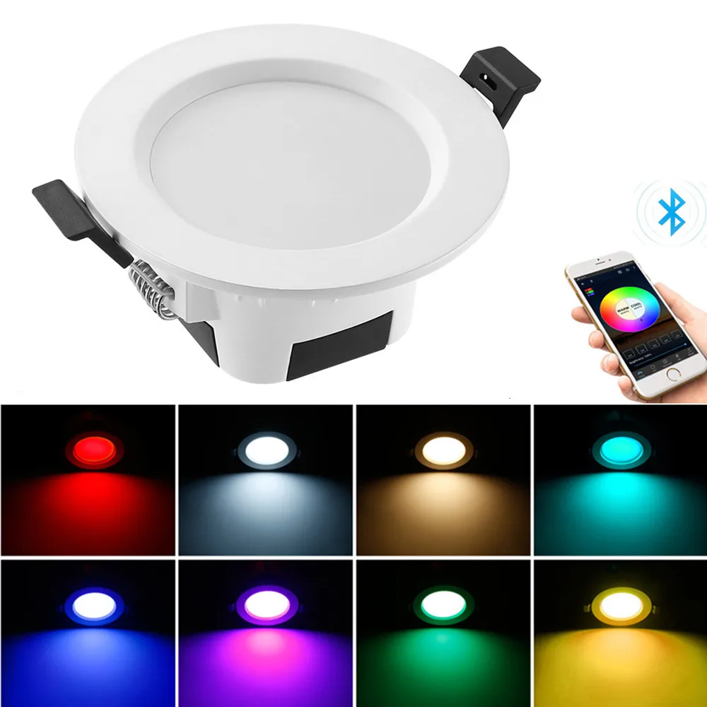 

1X RGB Warm Cool White 3 in 1 Changeable LED Ceiling Lamp Down Light Bluetooth Mesh APP/Voice Group Controller Timer Dimmer