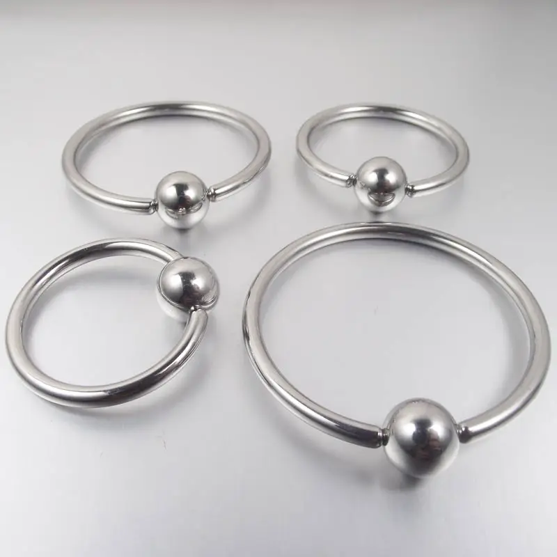 Piercing Jewelry, Body Piercing Jewelry, Body Jewelry 1 Single Piece Big Ball Stainless Steel Captive Hoop Rings BCR PA Ring Nipple Body Piercing Jewelry