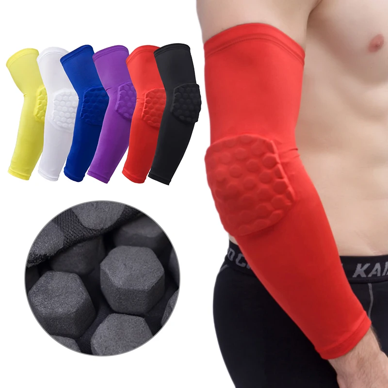 

Outdoor Arm Warmers Basketball Sleeves Honeycomb Anti-collision Non-slip Compression Elbow Pads Protector Armband Sleeve Bandage