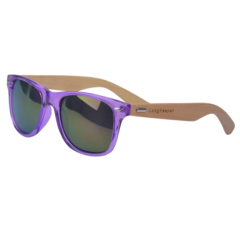 Модные бамбуковые солнцезащитные очки для мужчин и женщин классический дизайн винтажные деревянные солнцезащитные очки Квадратные зеркальные линзы очки UV400 очки - Цвет линз: Purple Purple