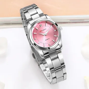 

Simple Stainless Steel Band Quartz Watch Waterproof Analog Silver Watch Charm Rhinestone Dial Women Dress Fashion Wristwatch