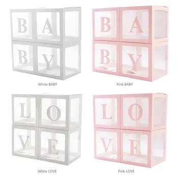 

4Pcs Alphabet Transparent Packing Box Wedding Balloon Box Wedding Birthday Party Decor Kids Latex Macaron Balloon Baby Shower #D