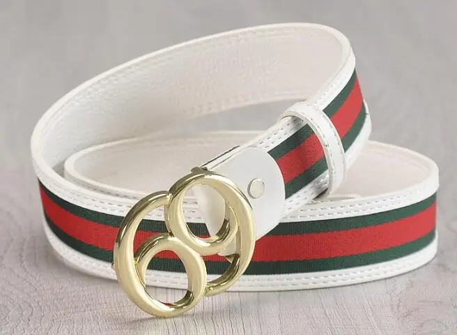 Gold buckle white Новейшая модная популярная горячая Распродажа стильная красная и зеленая ткань с поясом мужской деловой кожаный пояс для отдыха популярные женские ремни - Цвет: Gold buckle white