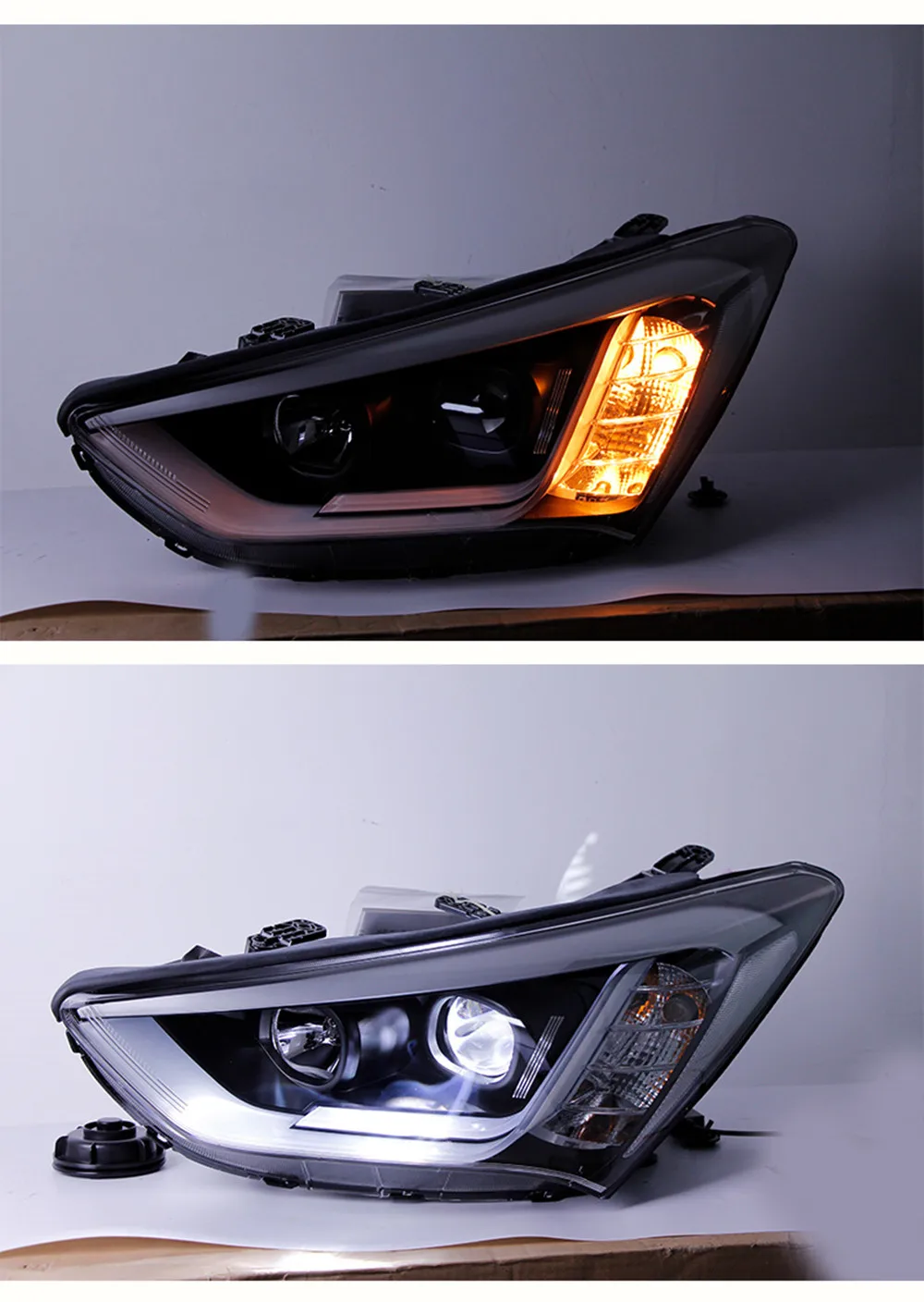 

Headlight assembly for Hyundai Santa Fe IX45 13 LED daytime running light low high beam car accessories