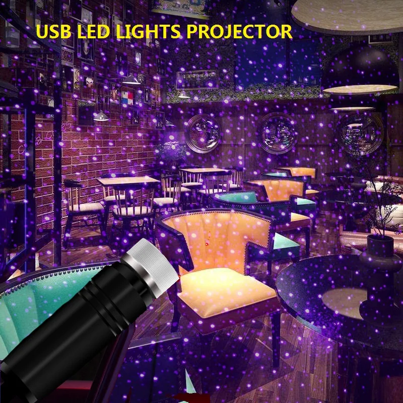 New LED Romantic USB Star Projector Lights Blinking Lamp for Cars Home Bar Wedding Decorative Atmosphere Glow Party
