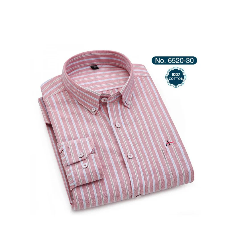 Новинка года. Качественные мужские рубашки в полоску ARAMY Camisa. Мужские рубашки с вышивкой - Цвет: 6520-30(6)