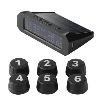 

Solar Truck TPMS Tire Pressure Monitor Alarm System with 6 External Sensors Large Capacity Built-in Lithium Metal Batteries