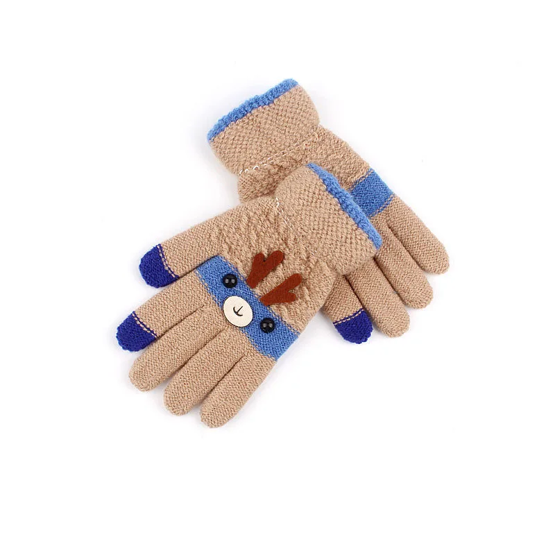 Милые детские шерстяные перчатки, вязаные зимние теплые перчатки для детей, рождественские перчатки для девочек с оленем, рождественские перчатки От 3 до 8 лет