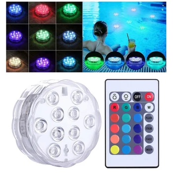 

1/2/4 Pcs LED Remote Control Diving Light Waterproof Underwater Lamp Multi Color Submersible Lamp Fish Tank Pond Pool Lights