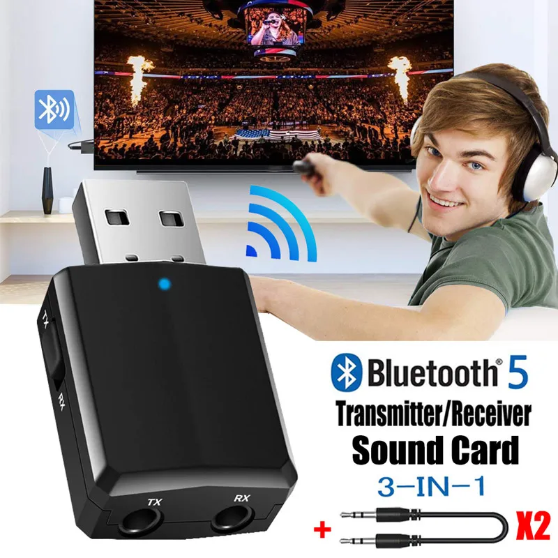 VIKEFON Bluetooth приемник передатчик мини стерео 5 0 аудио AUX RCA USB 3 мм разъем для ТВ ПК