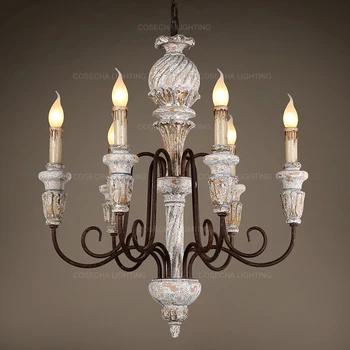 

Vintage rustic chandelier antique white wooden lighting french elegant drop chandeliers in babay/dining room bedroom living room