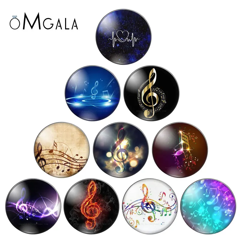 New Music notes Beauty 10pcs 10mm/12mm/18mm/20mm/25mm Round photo glass cabochon demo flat back Making findings ZB0680 | Украшения и