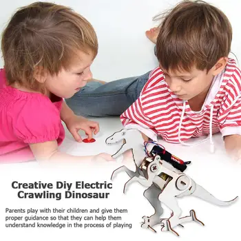 

Kids Creative Education Wood Science Toys Crawling Dinosaur Assembled Model