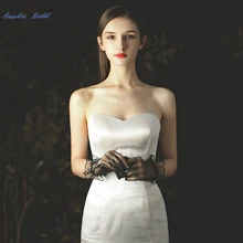 Сапфировые свадебные женские сексуальные черные свадебные перчатки длиной до запястья элегантные свадебные перчатки на палец перчатки для официальных вечеринок