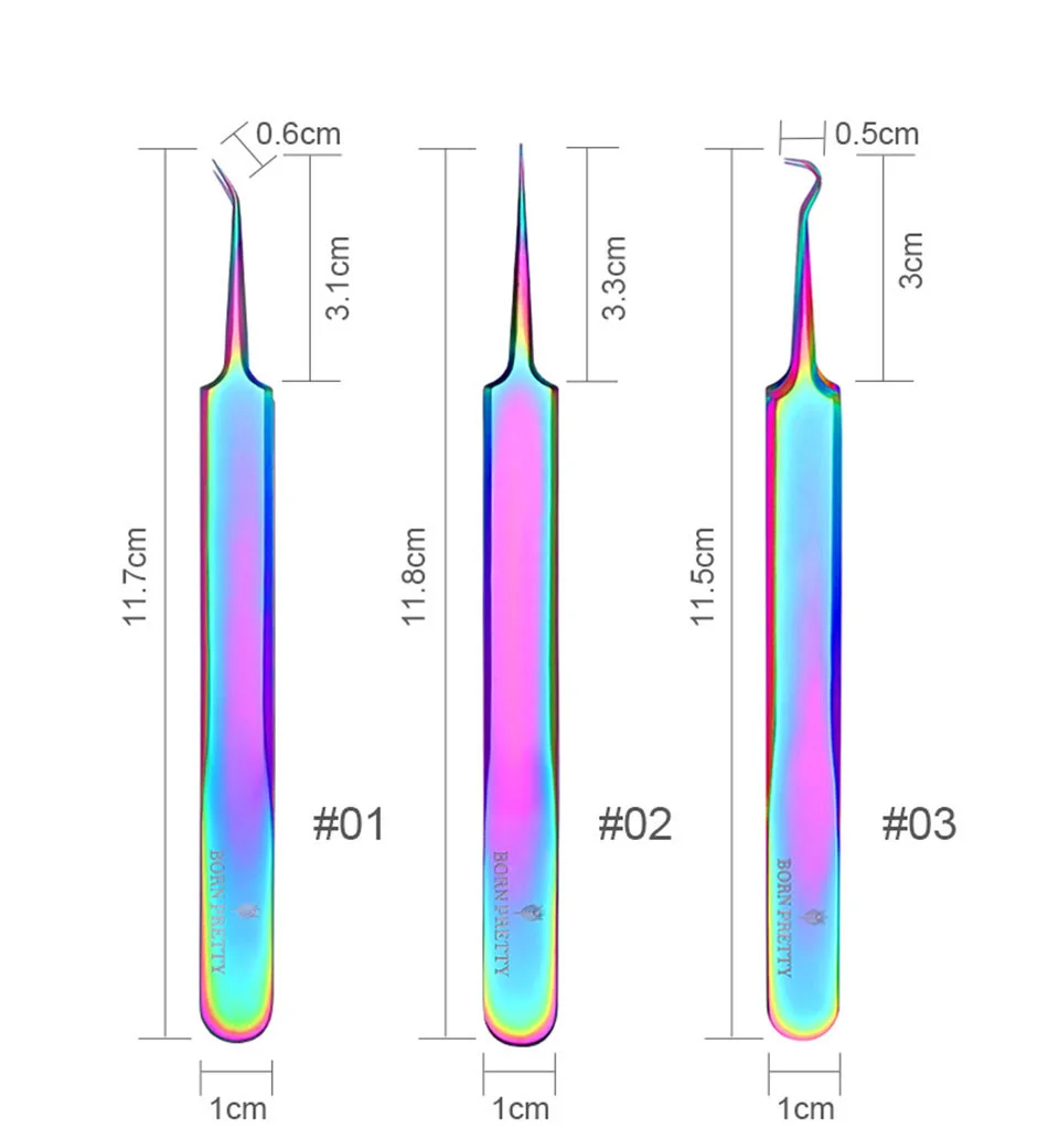 BORN PRETTY изогнутые прямые пинцеты Auroras для ногтей Высокоточный наконечник дизайн Титановый Пинцет для ногтей инструменты для декора 1 шт