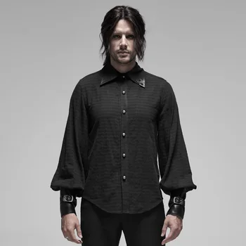 

PUNK RAVE Men's Steampunk Applique Shirt Punk Handsome Fashion Stage Performance Cosplay Long Sleeve Blouse